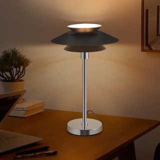 ZMH Tischlampe Schwarz Moderne Nachttischlampe E14 1 Flammig Wohnzimmer Tischleuchte Metall Design mit Kabel Nachttischleuchte für Schlafzimmer Arbeitzimmer Schreibtisch (ohne Leuchtmittel)