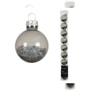 Christmas Decorations 9 Weihnachtskugeln Glas mit Sternen gefüllt 3cm kleine Christbaumkugeln Weihnachtsbaumkugeln Christbaumschmuck Weihnachtsbaumschmuck Zart Grau