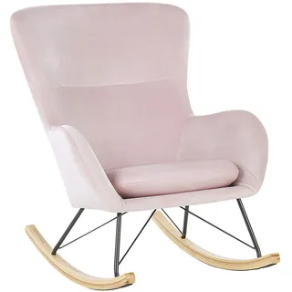 Beliani Schaukelsessel, Pink, Schwarz, Hellbraun, Textil, 71x97x90 cm, Wohnzimmer, Sessel, Schaukelstühle