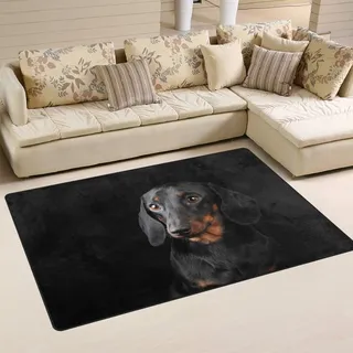 Use7 Teppich für Hunde, Dackel, rutschfest, für Wohnzimmer, Schlafzimmer, 100 x 150 cm, Schwarz