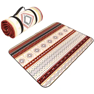 Colrid Extra große Picknickdecke 200x200 cm wasserdicht – Outdoor Matte für Camping, Strand & Wiese, Beige gestreift (Beige, 4-6 Erwachsene)