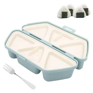 6 in 1 Onigiri-Form - Dreieckige Sushi-Form mit Gabel - Reisball-Hersteller für Musubi - Blau, 6 Stück