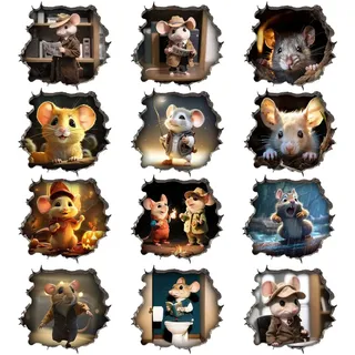 Mausloch Wandtattoo - Realistischer -Maus-Wandaufkleber, Kunst-Wanddekoration | Lustige, Leuchtende, Abnehmbare Wandgemälde Fü-r Die Wanddekoration, Kinderzimmer, Wohnzimmer, Schlafzimmer