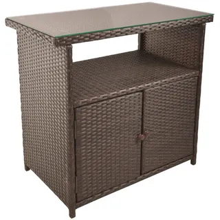 Gardenson Gartenkommode, Braun, Schwarz, Metall, 50x84x90 cm, stehend, wetterfest, für den Außenbereich geeignet, Abdeckplatte aus Glas, Gartenzubehör, Gartenkommoden & Gartenregale