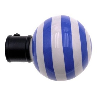 DécoProfi 2 x Endstück Keramikkugel, für Gardinenstangen 16 mm Durchmesser, blau/Weiss