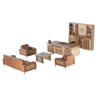 JVmoebel Sideboard Schreibtisch Set aus Arvenholz mit Stauraum in Braun (Sideboard), Made in Europa braun