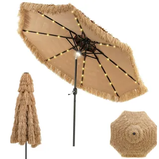 COSTWAY Sonnenschirm Hawaii 270 cm mit LED-Beleuchtung und Doppeldach