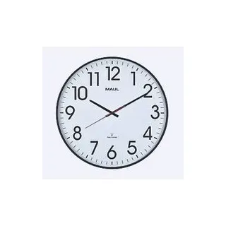 Funk Wanduhr Maul MAULclimb, rund, für Innenräume, extra große arabische Zahlen, Minuten & Stundeneinheiten, ∅ 470 mm, Kunststoff & Mineralglas, schwarz-weiß-schwarz, inkl. Batterie