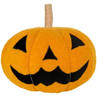 Grinsender Halloween Kürbis als Dekokissen Ø 34cm