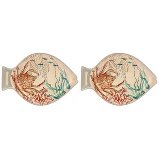 Rose & Tulipani Fischteller, Mehrfarbig, Mehrfarbig, Mehrfarbig, Kunststoff, Oval, 23x3x33 cm, Essen & Trinken, Geschirr, Teller, Speiseteller