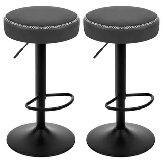 EUGAD Barhocker 2er Set, runder Hocker drehbar höhenverstellbar, Küchenhocker, Thekenstuhl mit Metallgesetll, Tresenhocker Vintage-Kunstleder, für Bar Kücheninsel Bistro, Anthrazit, 1086BY-2
