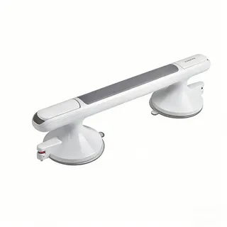 wohnTRAUM24 Haltegriff Dusche Handgriff Mobiler Haltegriff Wannengriff Badewannengriff, Duschgriff mit Saugnapf, Ohne Bohren, 33 x 8 cm weiß