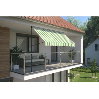 empasa Klemmmarkise ILANGA Balkonmarkise UV-beständig und höhenverstellbar grün|weiß 150 cm