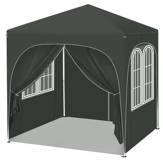 Woltu Faltpavillon 2 x 2 m inkl. 4 Seitenteile Grau