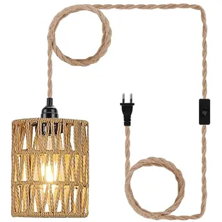 NONDK Boho Stecker-Anhängerleuchte Bauernhaus-Anhängerleuchte Hängelampen für Esszimmer EU-Stecker