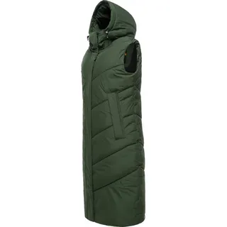Ragwear Steppweste Suminka Vest Wasserdichte, lange Damen Winterweste grün XL (42)
