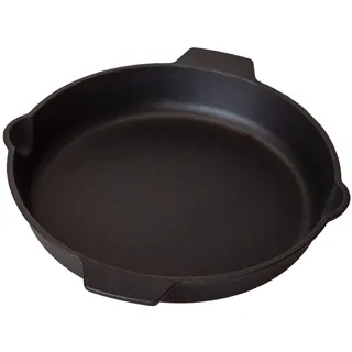 Grillfürst Gusseisenpfanne Grill mit Zwei Henkel-Griffen Ø 30 cm - Massive Gusspfanne mit hohem Rand, extrem hitzebeständige Gusseisen Pfanne für Gasgrill, Herd und Feuer