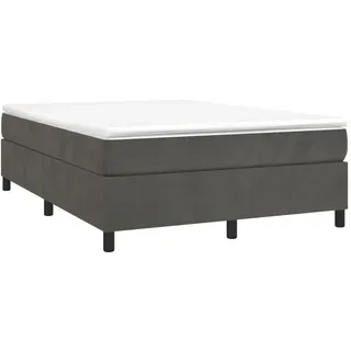 vidaXL Boxspringbett mit Matratze Dunkelgrau 140x200 cm Samt