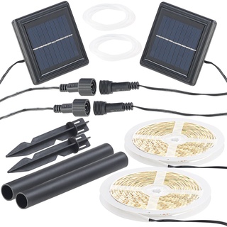 2er-Set Solar-LED-Streifen mit 180 warmweißen LEDs, wetterfest IP65