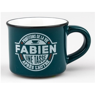 Kontiki- Espressotasse mit Untertasse "Fabien..." aus Steingut, personalisierbar