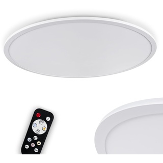 LED Deckenpanel Sani, dimmbare Deckenleuchte aus Metall in weiß, rundes Panel mit Ø 79,5 cm, über Fernbedienung dimmbar, 1 x LED 40 Watt, 2700-6500 Kelvin, max. 6000 Lumen