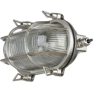 Licht-Erlebnisse Außenwandleuchte Messing Glas B:21 cm E27 IP64 silber
