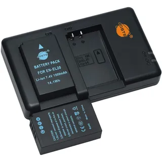 DSTE-DE EN-EL20 EN-EL20a (2 Stück) Wiederaufladbarer Akku Ersatzakku und Dual Ladegerät Kompatibel mit 1 J1, 1 J2, 1 J3, 1 S1, 1 V3, 1 AW1, Coolpix A, COOLPIX P1000
