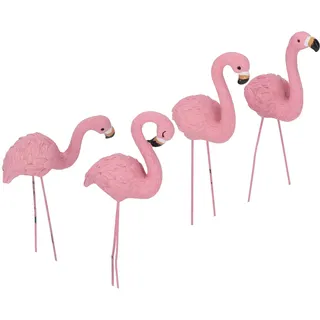 Set mit 4 Kleinen Rosa Flamingos, Flamingo-Dekoration, Gartenstatue, Feine Details, Stilvolle, Lebendige Kleine Flamingo-Statue für Garten, Rasen, Terrasse, Dekoration, Geschenke, Rosa Flamingos für