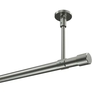Interdeco Vorhangstange Santo 1-läufig Ø 20 mm 260 cm Edelstahl-Optik
