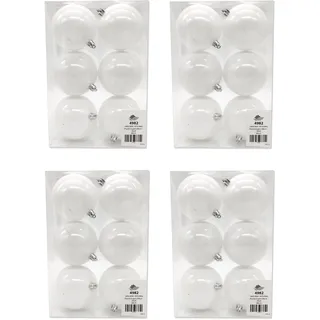 Kunststoff Weihnachtskugel Ø 8cm weiß Deko Kugel Christbaumschmuck bemalen DIY 4 Sets - 24 Stück