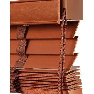 Holzjalousie Horizontal 5cm Lamellen, 30cm 45cm 55cm 60cm 75cm 85cm 95cm 105cm 140cm 160cm Verdunkelung Fenster Holz Jalousie, Sichtschutz Sonnenschutz Jalousien für Innen Außenbereich(Brown)