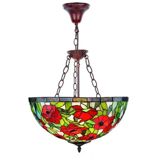 Casa Padrino Tiffany Hängeleuchte Mehrfarbig Ø 40 x H. 110 cm - Handgefertigte Tiffany Hängelampe
