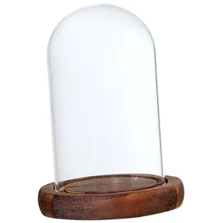 Fenteer Glashaube Glasglocke Glassturz mit Holzboden DIY Landschaften Fairy Garten Terrarium, Braun A