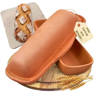 Brotbackform mit Deckel aus Naturton – Brotbacktopf & Brottopf zum Brot backen | Tontopf mit Deckel für knuspriges Brot wie vom Bäcker | Keramik Kastenform rechteckig für perfekte Backergebnisse