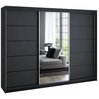 A&J MöbelLand Schiebetürenschrank VILUNO 200 x 215 x 59,5 cm schwarz