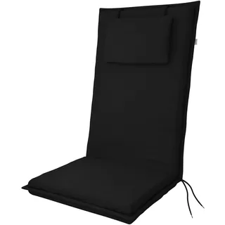 Doppler Auflage Hochlehner Elegant Anthrazit I Gartenstuhl-Polster 119x48x6cm aus Baumwolle & Polyester I Sitzauflage weich & bequem I Sitzkissen zum Festbinden an Gartenstuhl