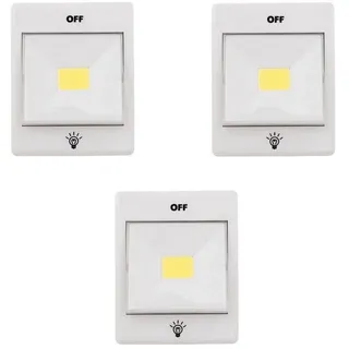 DIW LED Wandleuchte 3er Set LED-Klebeleuchte LED LK3, 100x80x30mm, tageslichtweiß, LED fest integriert, Tageslichtweiß weiß