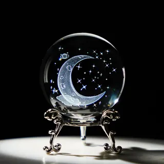 HDCRYSTALGIFTS 3D-Lasergravur Sternenhimmel, Kristallkugel, dekorative Figur, 60 mm, Glas, volle Kugel, Briefbeschwerer mit Ständer, Heimdekoration, Geschenk