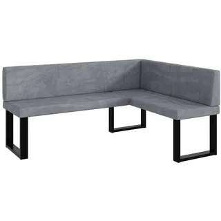 MEBLINI Eckbank für Esszimmer - Küchenbank - Essecke - Sitzecke Küche - Toni - U-Beine 128x168x87cm Rechts - Grau Samt