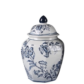 fanquare Blau und Weiß Ingwerdose, Rustikal Geblüht Porzellan Vase, Chinesisch Jingdezhen Blume Vasen, 25cm Große Lagerung Gefäß