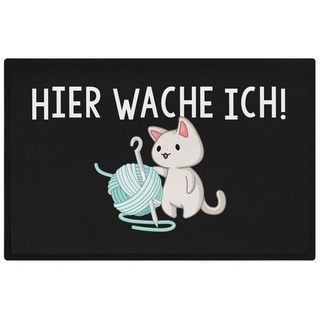 Fußmatte »Katzen Fußmatte Spruch Geschenk Hier Wache Ich Katzen Geschenkidee«, Trendation schwarz
