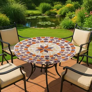 Maximex Spann-Tischdecke rund Ø 70-86 cm Mosaik 70 x 86 cm Mehrfarbig
