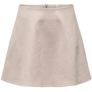 Minirock ONLY "ONLRINEA SKATER SKIRT JRS", Damen, Gr. L, island fossil, Jersey, Obermaterial: 96% Polyester, 4% Elasthan, unifarben, mini, Röcke Minirock, Kunstfaser