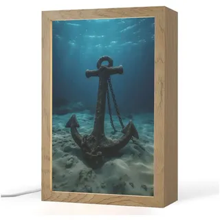 OnlyWow Tischleuchte Lightbox Anker - Eisen - Meeresboden - Sand, Dimmbar, Farbwechsel, LED, Warmweiß, Kaltweiß, Neutralweiß Einstellbar, Tischlampe, Schreibtischlampe, Desk, Dimmbar, mit Kabel, LED 20 cm x 8 cm x 30 cm