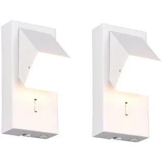 TRIO Leuchten LED Wandleuchte, LED fest integriert, Warmweiß, 2er SET Innen Wand-beleuchtung Nachttischlampe Bett Wandmontage H:15cm weiß