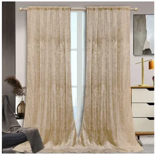 LMaxhome Verdunkelungsvorhang Samt Vorhang Gardinen Blickdicht Thermovorhang mit Multifunktionsband, (2 St) Luxus Velvet Crushed abdunkelnd Winter Lang Vorhänge Wohnzimmer beige 132 cm x 244 cm