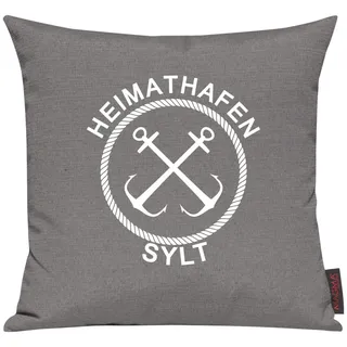 Shirtinstyle Sofakissen Heimathafen Sylt, Kissen, Meer, Heimatort, Stadt, Urlaub, Größe 40 x 40cm, Farbe Grau