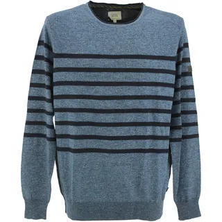 camel active Herren Crew Neck Rundhals Pullover Pulli Feinstrick Blau Gestreift - L