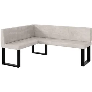 MEBLINI Eckbank für Esszimmer - Küchenbank - Essecke - Sitzecke Küche - Toni - U-Beine 128x168x87cm Links - Beige Samt