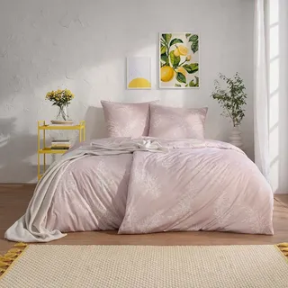 Estella Rosalina Floral Baumwolle Rosa/Weiß 135 x 200 cm + 80 x 80 cm